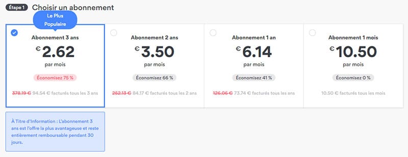 tarifs nordvpn
