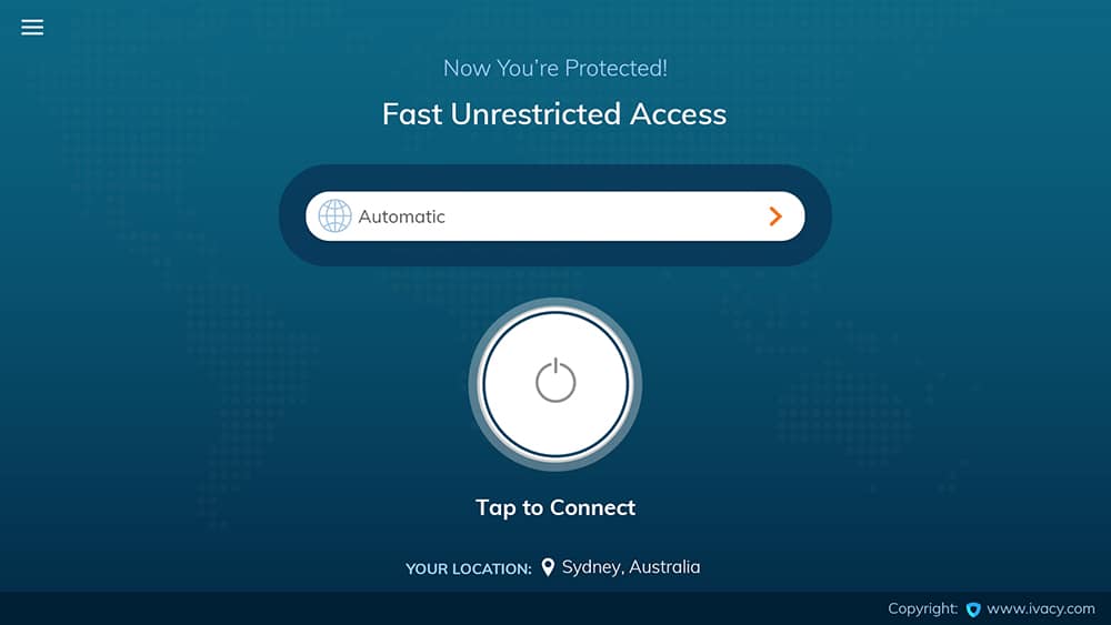 bouton connect application ivacy